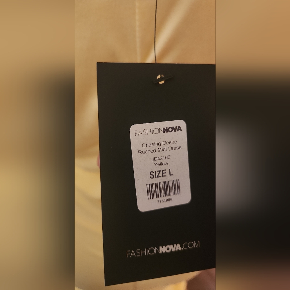 Fashion Nova Yellow Ruched Midi Dress - Picture 2 of 5